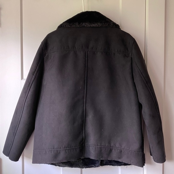 H&M Black Suede Jacket with Faux Fur Collar - Picture 4 of 4